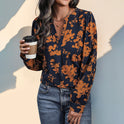 Top Pullover V-neck Printed Shirt