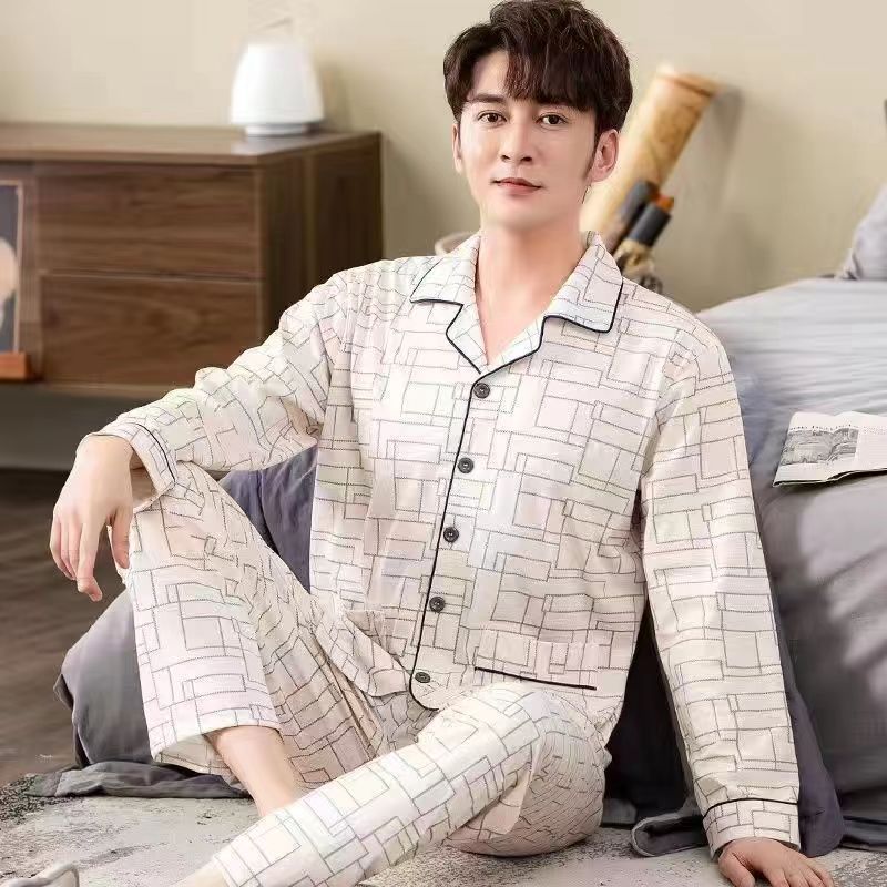 Spring And Autumn Loose Men's Pajamas Suit