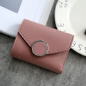 Ring British Retro Lychee Pattern Women's Solid Color Tri-fold Wallet