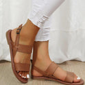 Female Plus Size Buckle Flat Round-toe Sandles