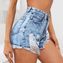 Women's Fashion Casual High Waist Ripped Denim Shorts