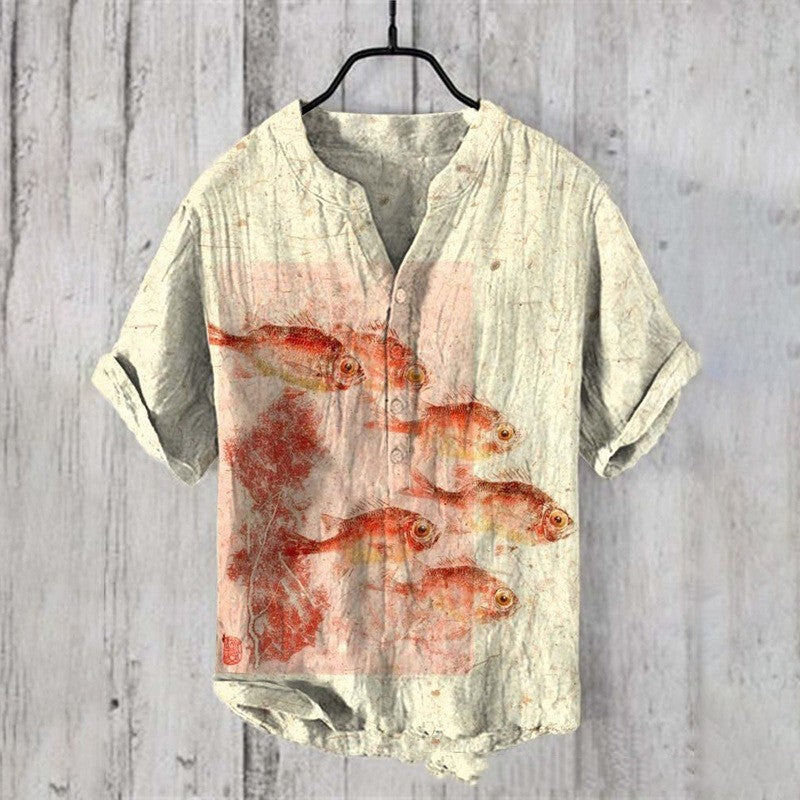 Summer Men's Short-sleeved Shirt Printing