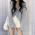 Knitted Design Loose And Lazy Style Long-sleeved Sweater For Women