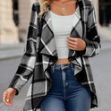 Women's Fashion Plaid Contrast Color Coat