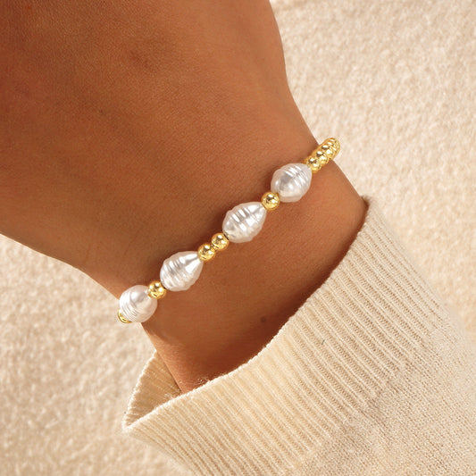 White Thread Diamond Pearl Bracelet