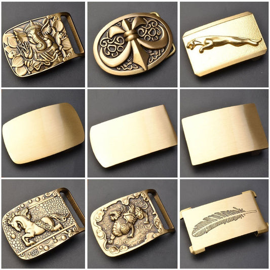 Pure Brass Belt Buckle Outer Wear Smooth Buckle Plate Pant Belt Buckle Accessories Female Belt Buckle Brass Belt Buckle