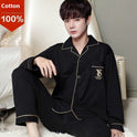 Men's Autumn And Winter Cotton Long-sleeved Trousers Thin Pajamas Loose Home Wear Suit Men