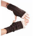 Women's Warm Lace Lengthened Knitted Half-finger Gloves