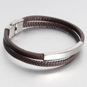 Men's Stainless Steel Genuine Leather Bracelet