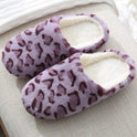 New Rabbit Fur Leopard Print Indoor Silent Soft-soled Slippers