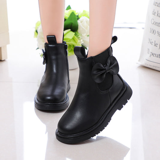 Korean Style Mid-tube Boots British Style Leather