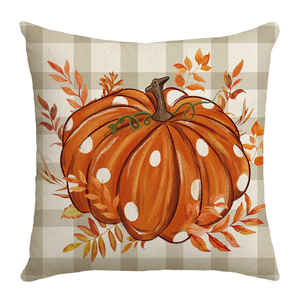 Pumpkin Maple Leaf Hand-painted Text Cushion Pillow Cover