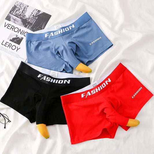 Men's Cotton Mid-waist Solid Color Breathable Underwear