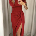 Sexy one-shoulder halter neck bag hip dress