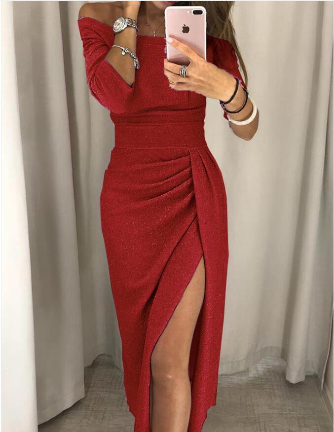 Sexy one-shoulder halter neck bag hip dress