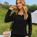 Casual Loose Stitching Long Sleeve T-shirt Women