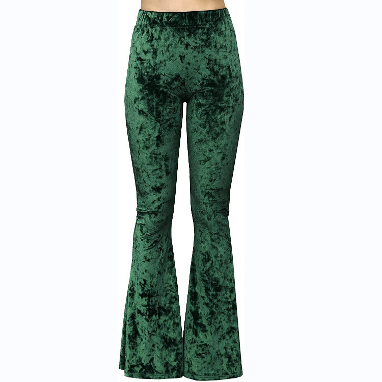 High Waist Stretch Print Blooming Bell-bottom Pants Casual