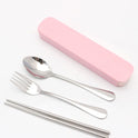 Portable stainless steel tableware tableware box three sets of chopsticks spoon suit Student Travel Gift Set