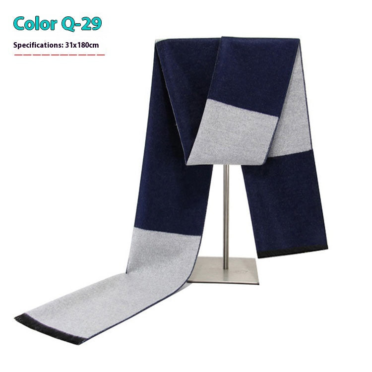 New Men's Winter Warm Cashmere-like Striped Business Scarf For Young People