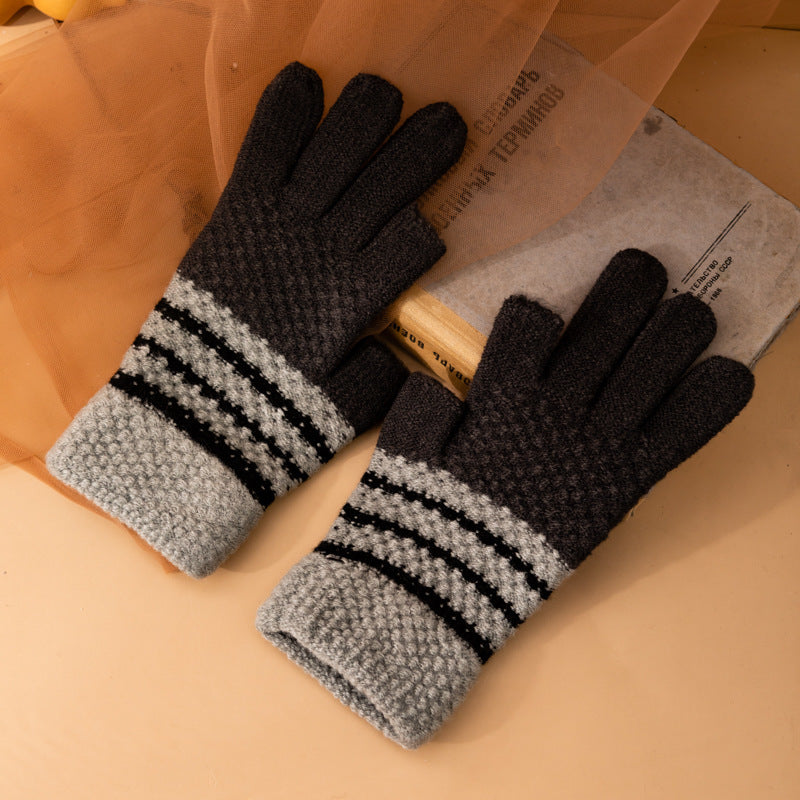 Fleece-lined Knitting Wool Cold-proof Gloves