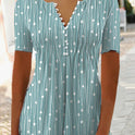 Women's Summer V-collar Polka Dot Short-sleeved Shirt