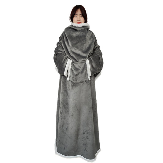 Solid Color Household Wearable Long-sleeved Warm Blanket