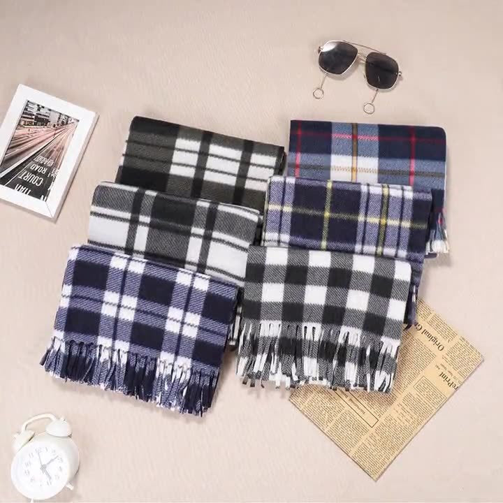 Autumn And Winter Classic Plaid Double-sided Velvet Gift Men's Warm Scarf Women's Shawl