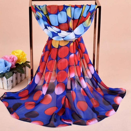 European And American Style Gradient Color Printing Chiffon Long Silk Scarf