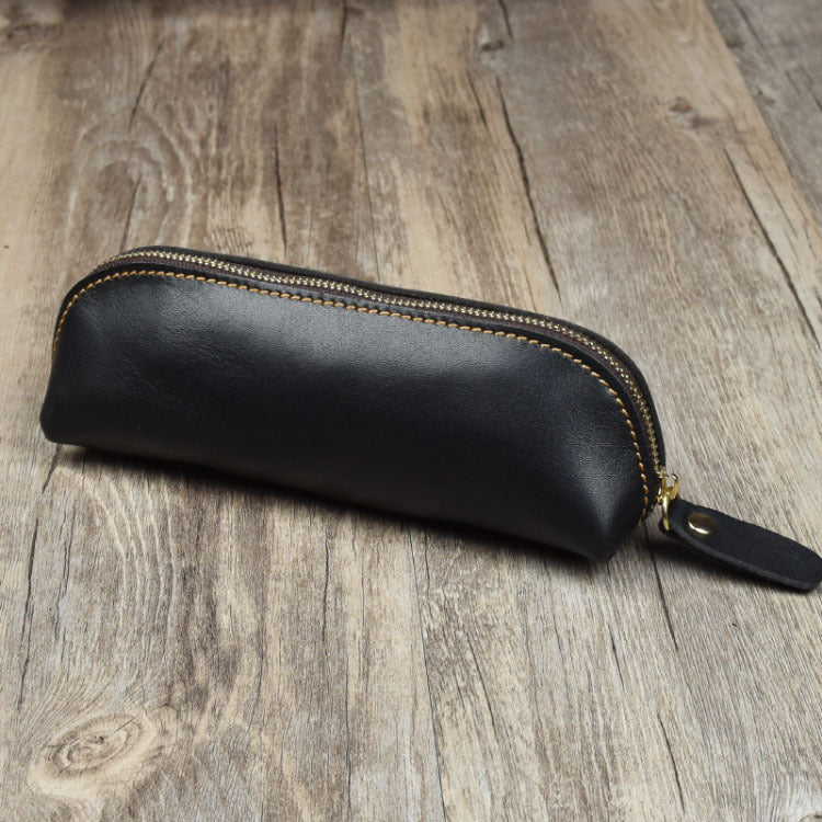 First Layer Cowhide Handmade Pencil Pen Storage Zipper Glasses Case