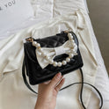 Fashionable Bowknot Lingge Pearl Portable Messenger Bag