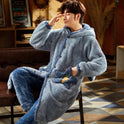 Men's Fleece Thickened Long Coral Fleece Pajamas Set