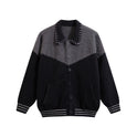 Color Contrast Patchwork Cardigan Knitted Coat Men's Loose Casual Sweater