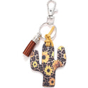 Wooden Cactus Keychain Leopard Flower