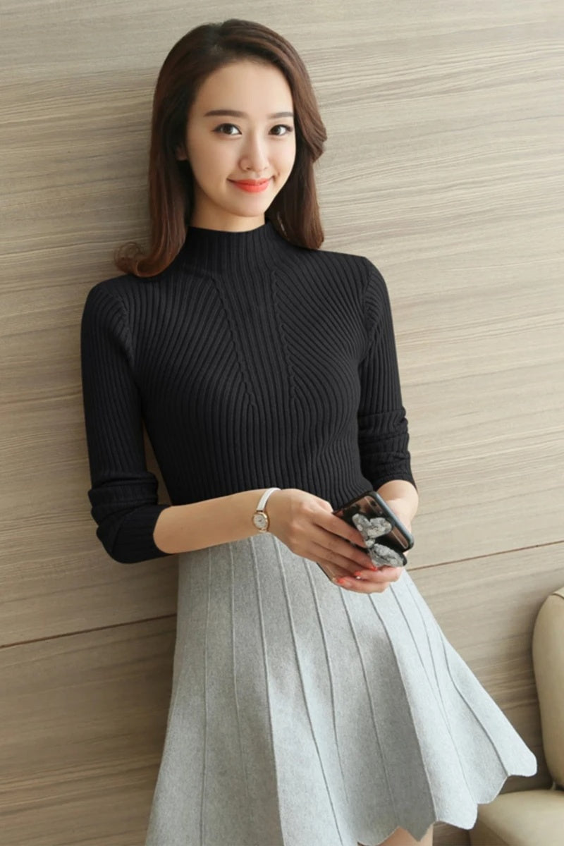 All-match slim tight-fitting sweater women