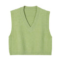 V-Neck Short Knitted Waistcoat Vest Women's Outer Wear Sleeveless Top