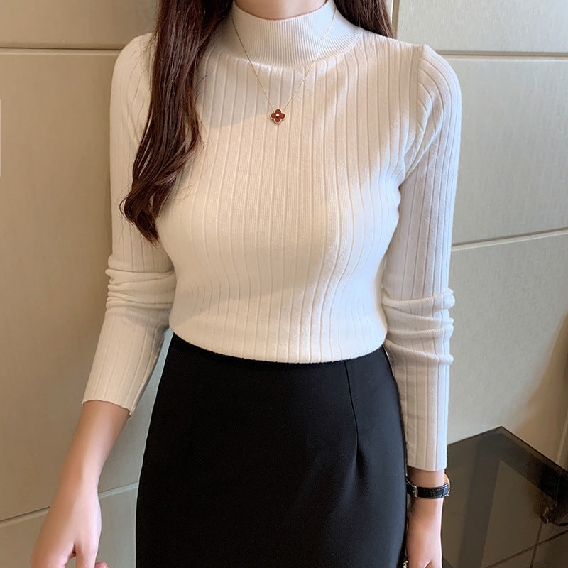 Half Turtleneck Bottoming Shirt Women's Long-sleeved Sweater Top