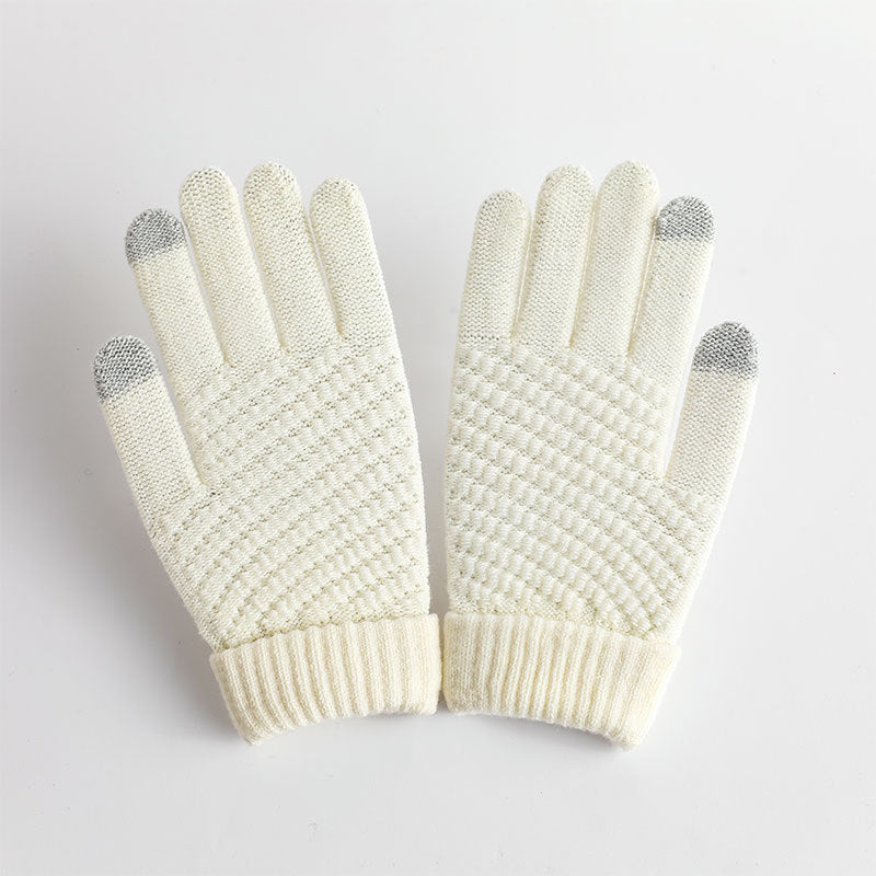 Men's And Women's Fashion Touch Screen Warm Jacquard Gloves