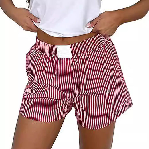 Fashion Loose Comfortable Striped Shorts With Pockets For Women