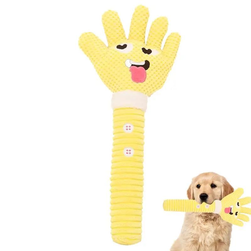 Dog Teething Plush Pet Teething Toys Palm-Shaped Squeaky Plush Chewing Toy Pet Supplies Bite Resistant Cute Plush Squeaky Dog To