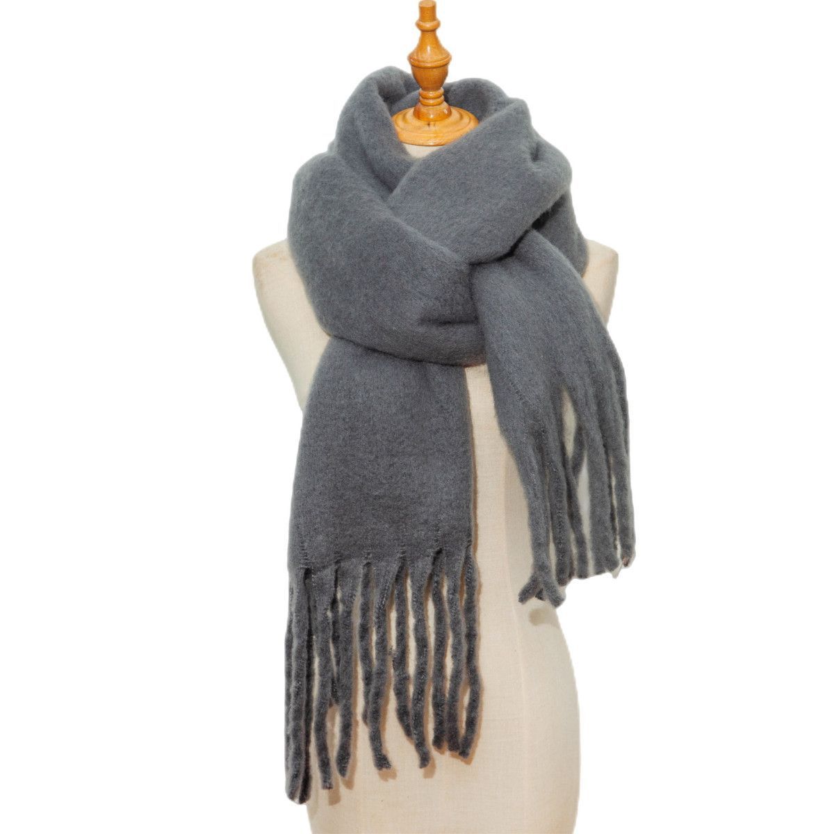 Mohair Twist Braid Plush Scarf For Women Winter Thickened