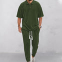 Solid Color Jacquard Heavy T-shirt Trousers Suit