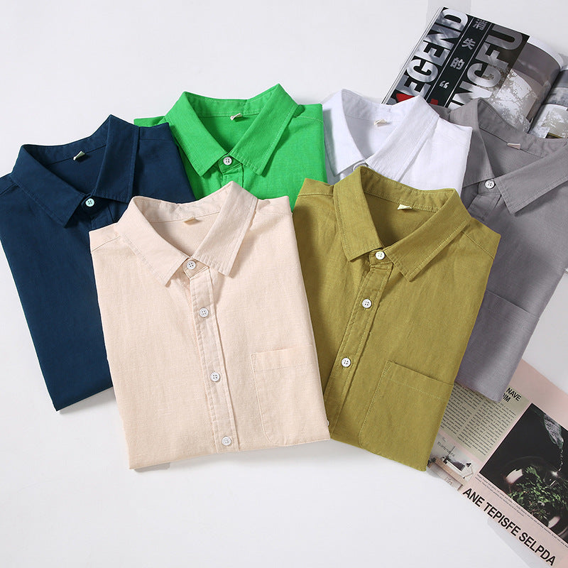 Men's Linen Short-sleeved Lapel Shirt