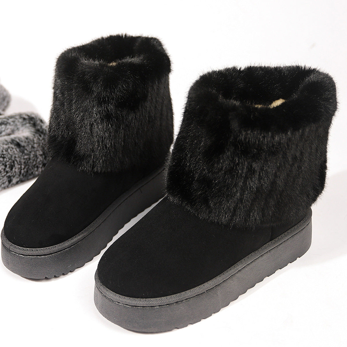 2024 Autumn And Winter Leisure Thick-soled Round Toe Furry Trousers Boots