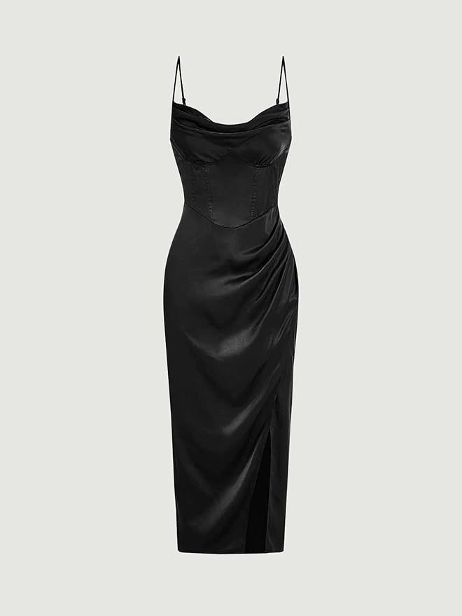 Women's Fashion Temperament Split Satin Dress