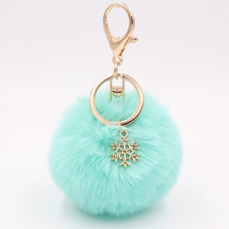 Christmas Snowflake Plush Key Chain Alloy Bag Pendant