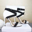 Open Toe Fashion Style Woven Buckle Stiletto Heels Peep Toe Women's Shoes