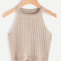 Knitted Top Bottoming Sling Wide Loose Solid Color Vest Suspenders