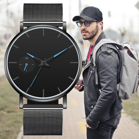 Men's Fake Monocular Roman Scale Mesh Strap Watch