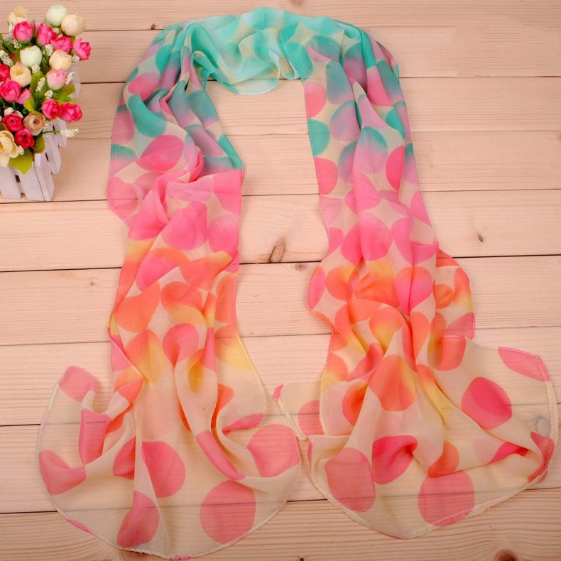 European And American Style Gradient Color Printing Chiffon Long Silk Scarf