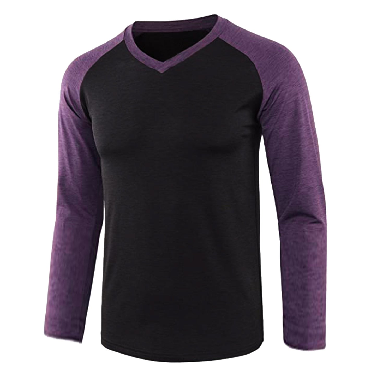 Men's Long-sleeved Contrast Raglan Sleeve T-shirt